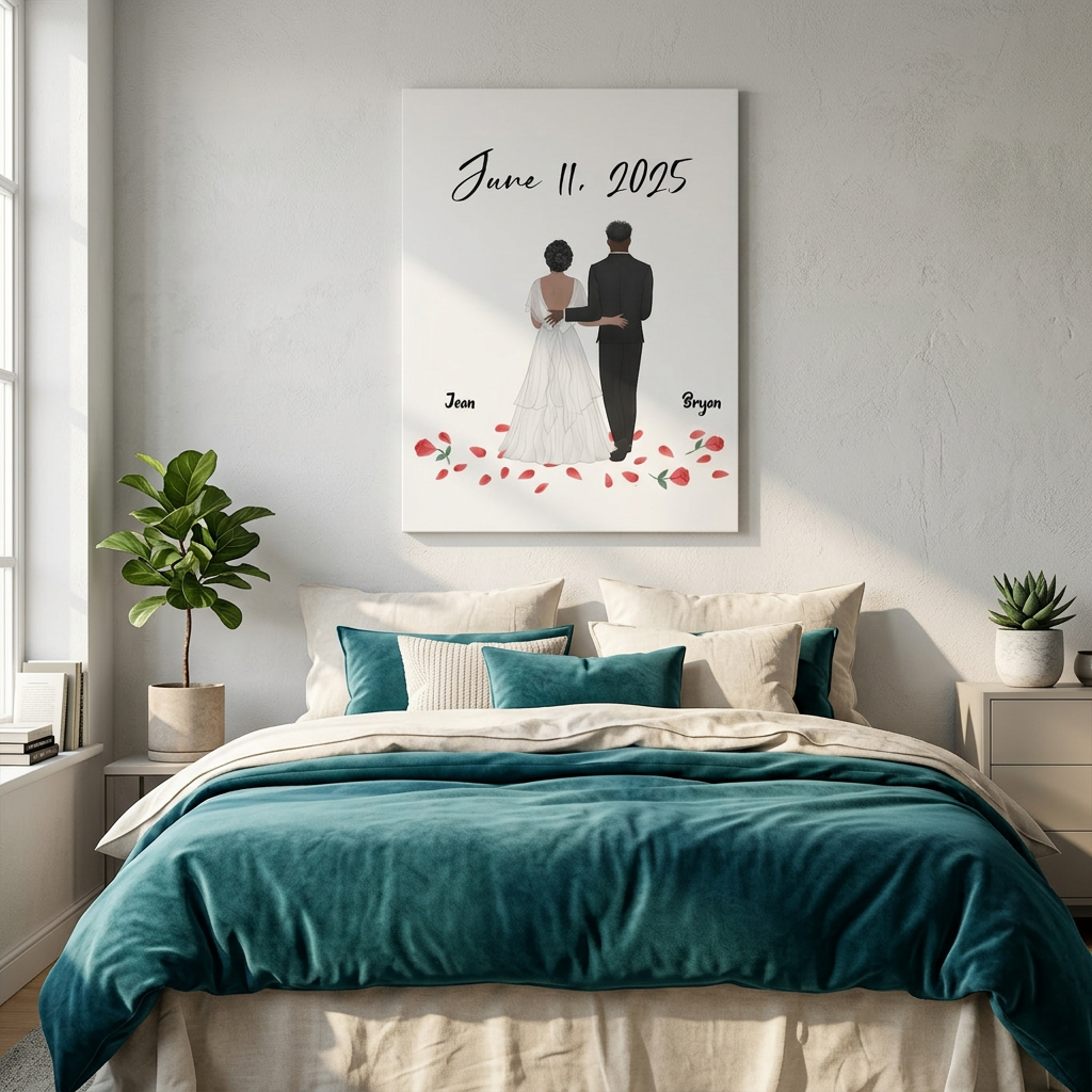 Personalized wedding canvas bride and groom bedroom wall decor