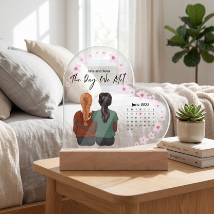 Personalized acrylic heart plaque two brides bedroom night light