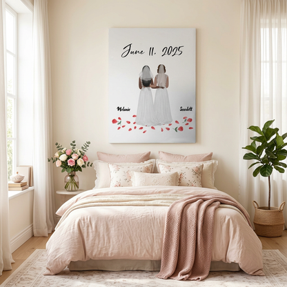 Personalized wedding canvas two brides bedroom wall decor