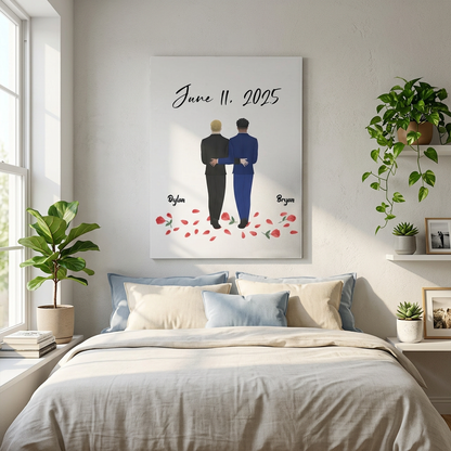 Personalized wedding canvas two grooms bedroom wall decor